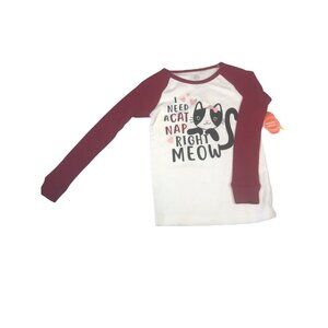 Wonder Nation PJ Top Size 5T Winter White Cat Nap Right Meow No Bottom New